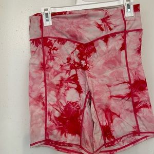 Balance athletica biker short in hot pink tie-dye